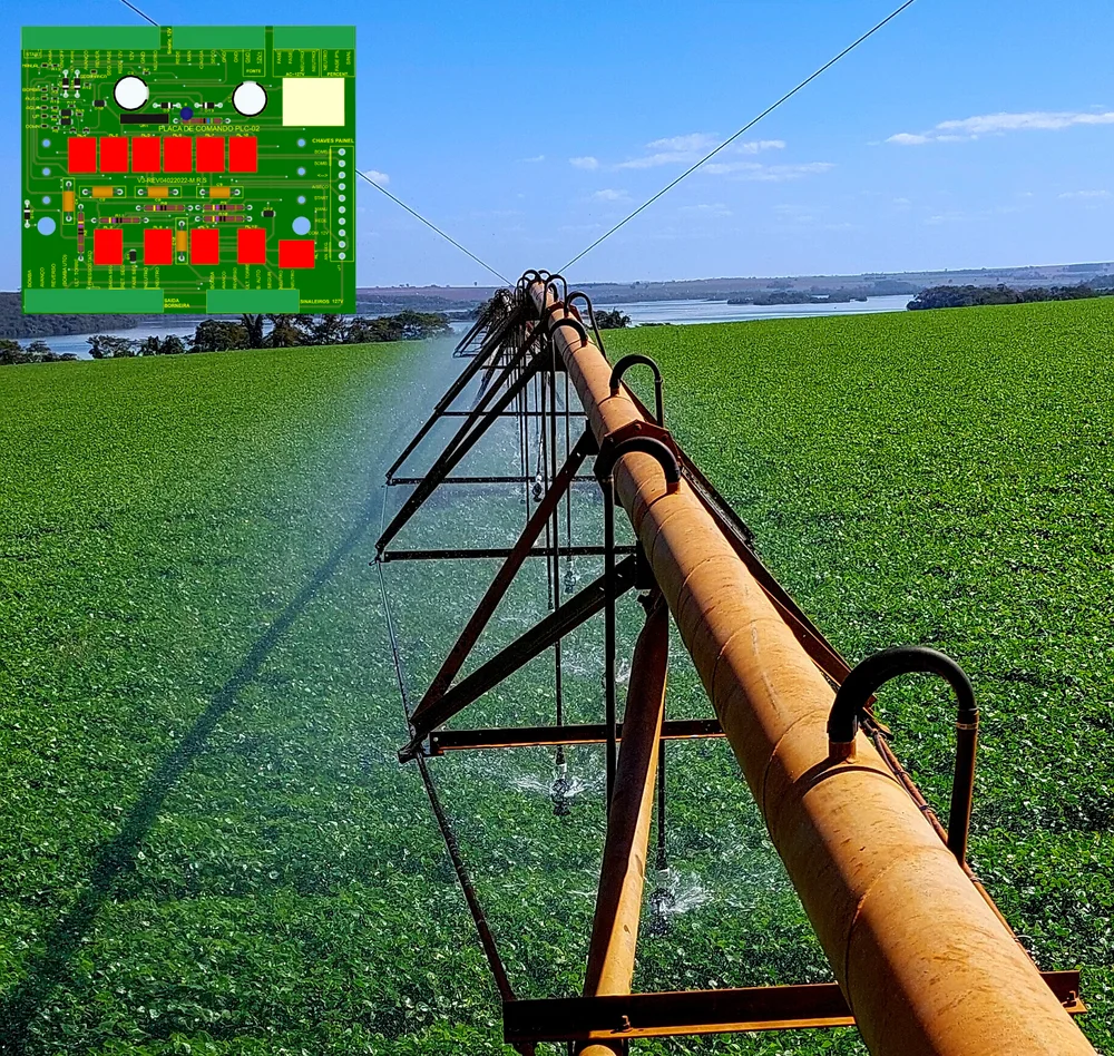 Pivô de irrigação e placa eletrônica do projeto